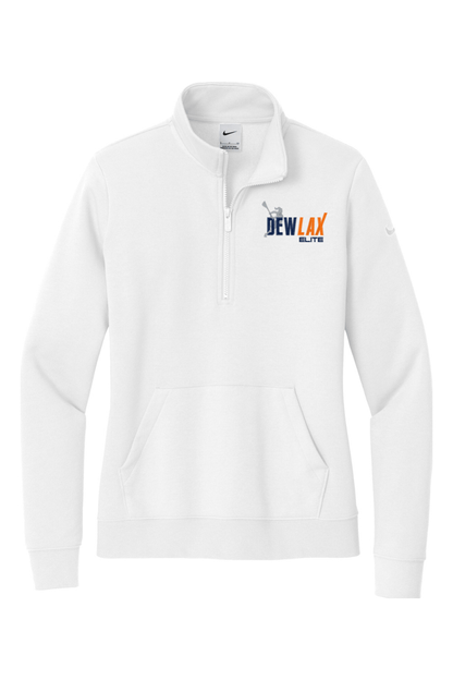 DEWLAX LC Embroidered Nike Ladies Club Fleece Sleeve Swoosh 1/2-Zip Signature Lacrosse