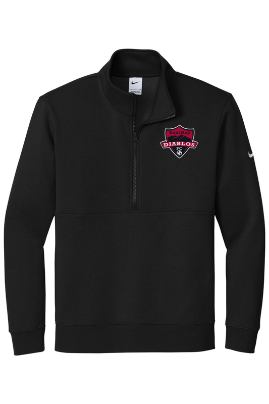 Diablos Futsal Embroidered Nike Club Fleece Sleeve Swoosh 1/2-Zip Signature Lacrosse