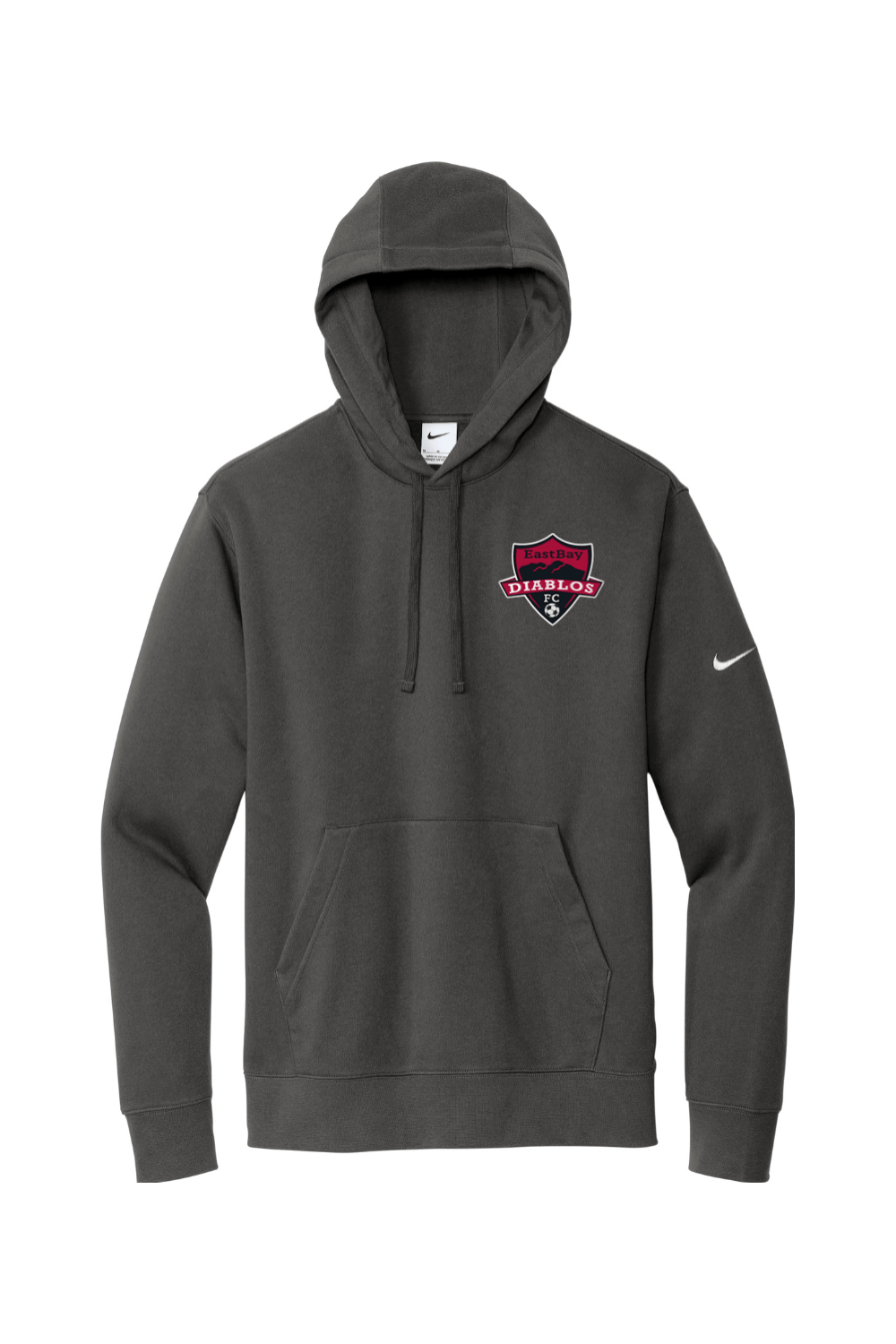 Diablos Futsal Embroidered Nike Club Fleece Sleeve Swoosh Pullover Hoodie Signature Lacrosse