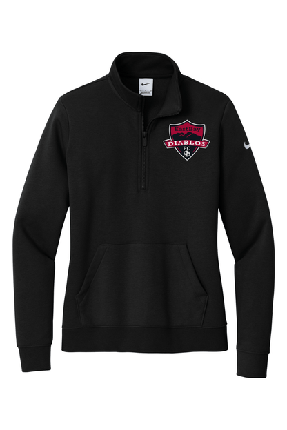 Diablos Futsal Embroidered Nike Ladies Club Fleece Sleeve Swoosh 1/2-Zip Signature Lacrosse
