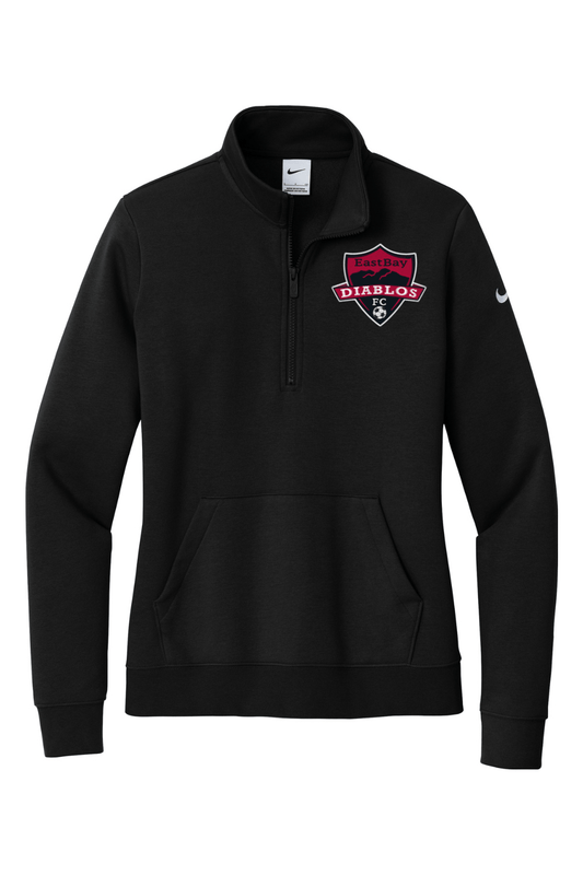 Diablos Futsal Embroidered Nike Ladies Club Fleece Sleeve Swoosh 1/2-Zip Signature Lacrosse