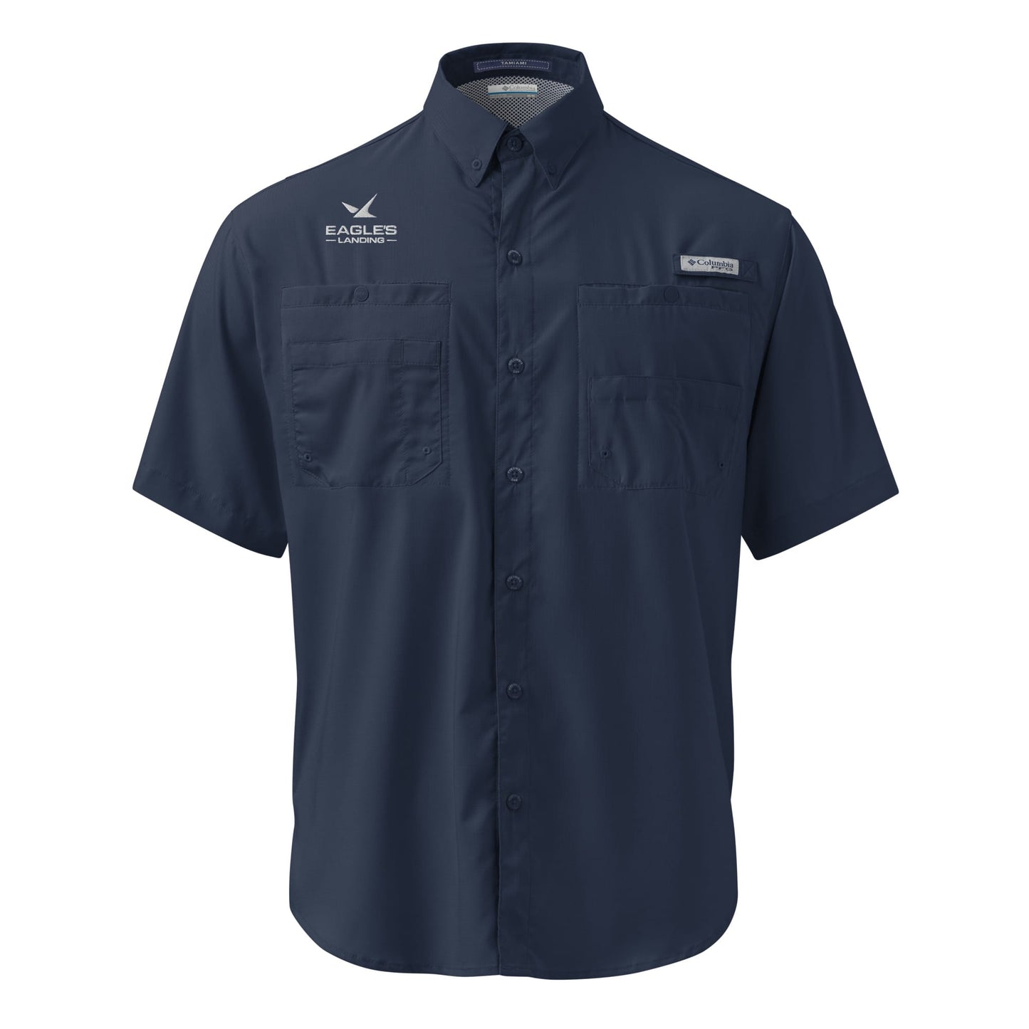 Eagles Landing Men's Embroidered Columbia Short Sleeve Button Shirt Signature Lacrosse
