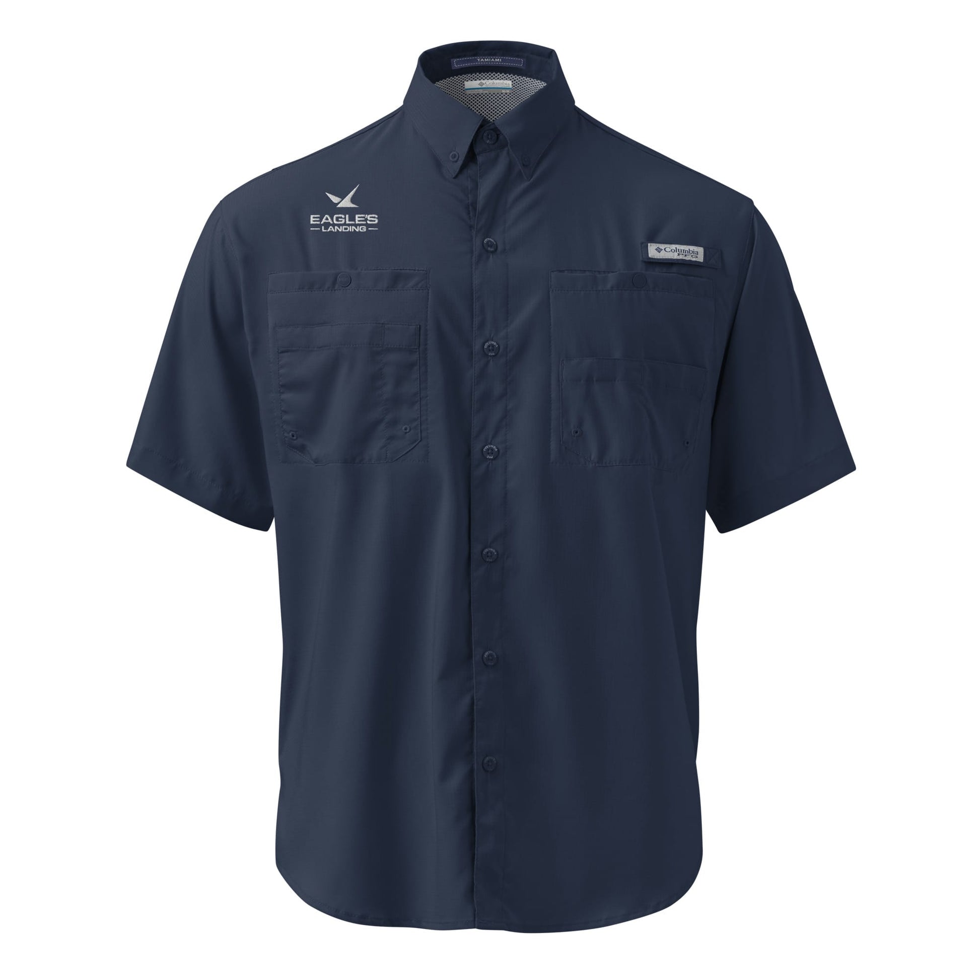 Eagles Landing Men's Embroidered Columbia Short Sleeve Button Shirt Signature Lacrosse