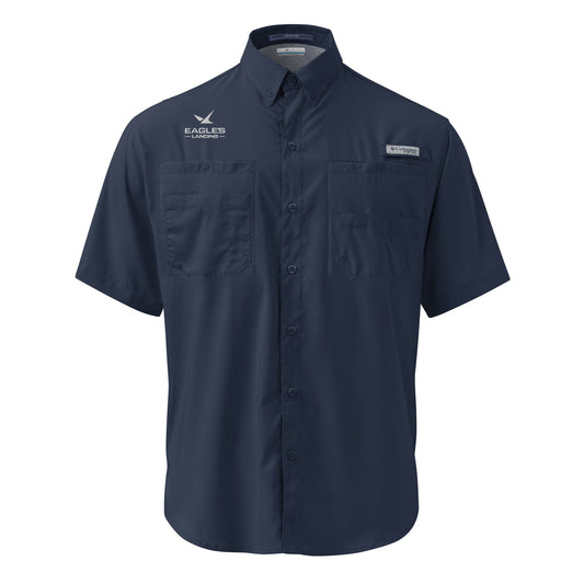 Eagles Landing Men's Embroidered Columbia Short Sleeve Button Shirt Signature Lacrosse