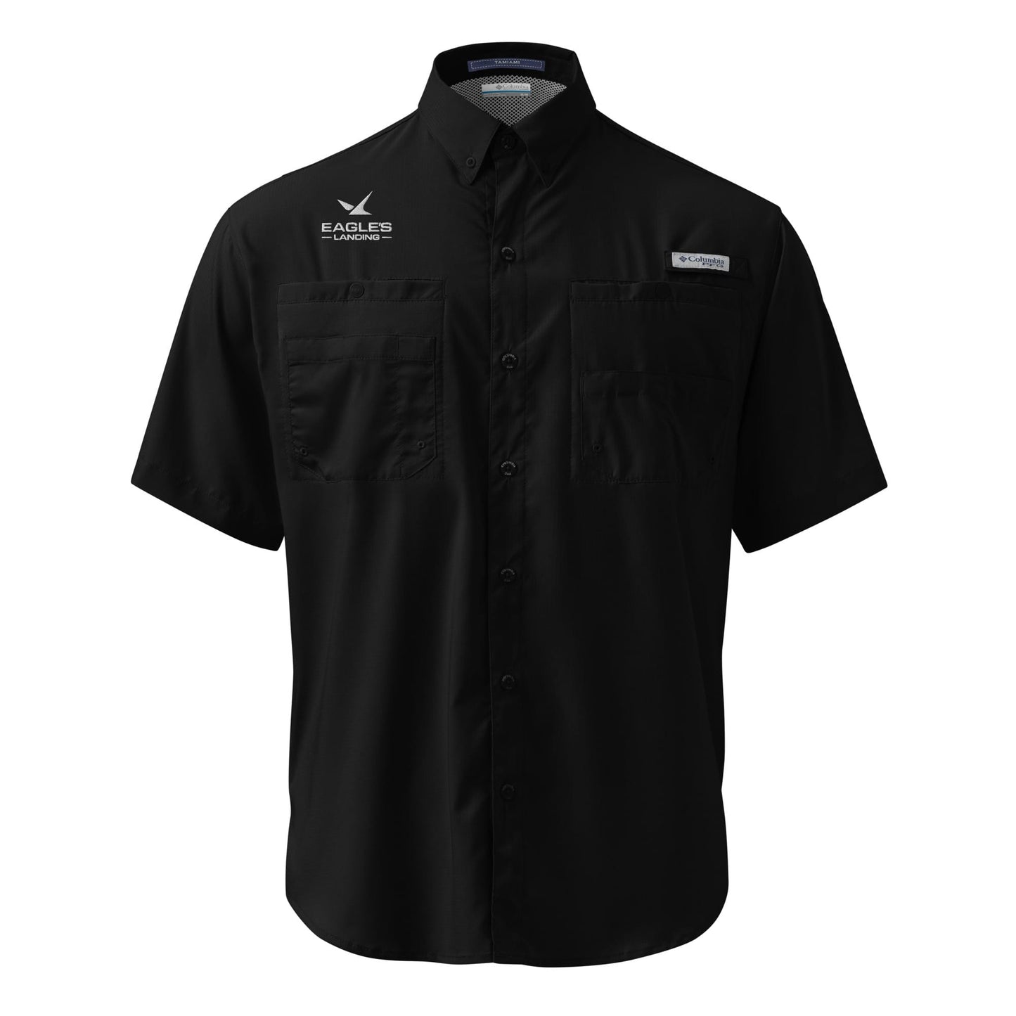 Eagles Landing Men's Embroidered Columbia Short Sleeve Button Shirt Signature Lacrosse
