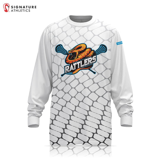 East Mountain Rattlers Men's White Long Sleeve Tech Tee: U8 Signature Lacrosse