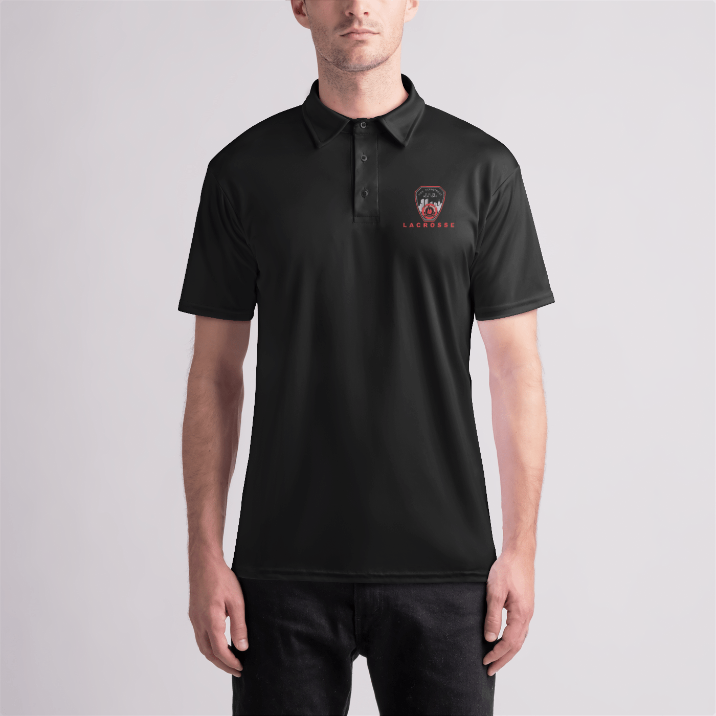 FDNY Mens Polo Shirt - Black Signature Lacrosse
