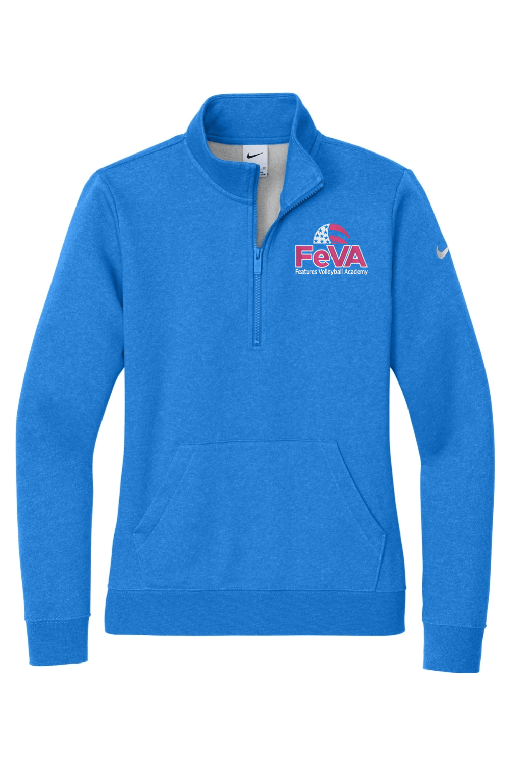 Features Volleyball Embroidered Nike Ladies Club Fleece Sleeve Swoosh 1/2-Zip Signature Lacrosse