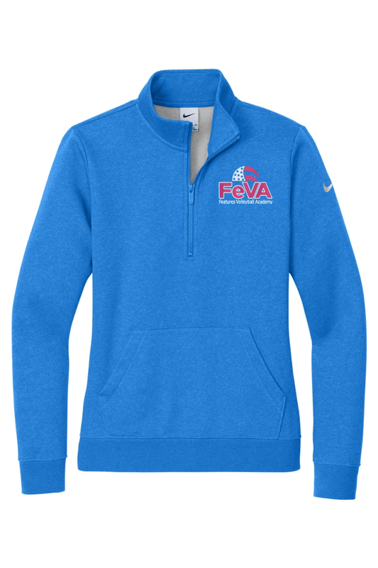 Features Volleyball Embroidered Nike Ladies Club Fleece Sleeve Swoosh 1/2-Zip Signature Lacrosse