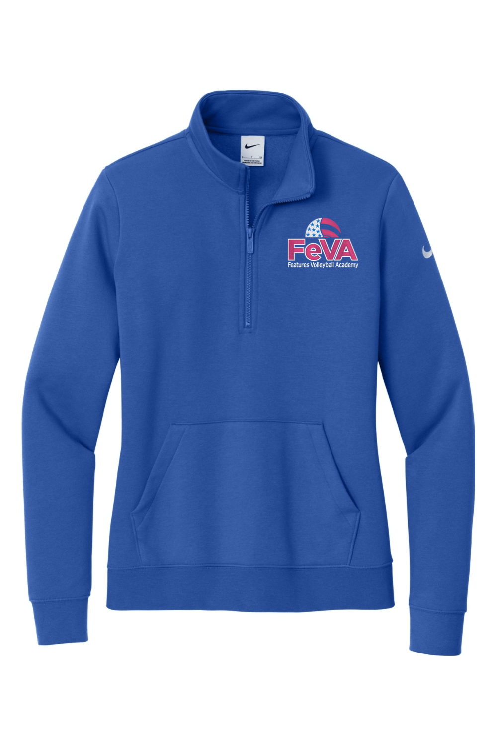 Features Volleyball Embroidered Nike Ladies Club Fleece Sleeve Swoosh 1/2-Zip Signature Lacrosse