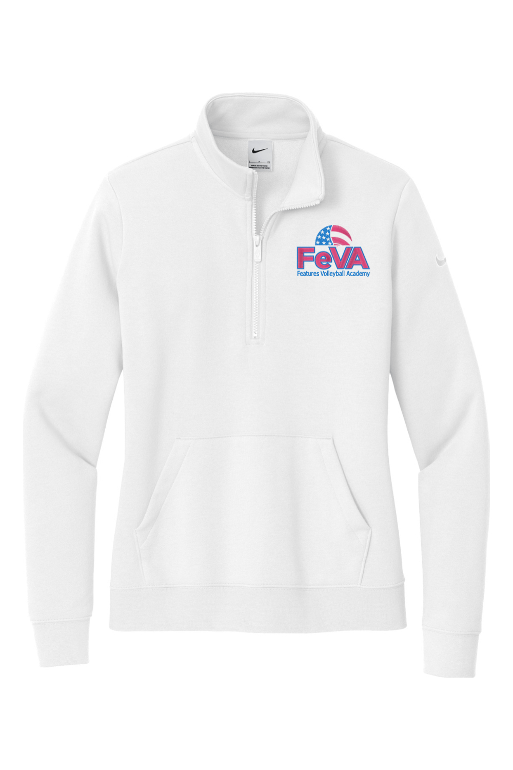 Features Volleyball Embroidered Nike Ladies Club Fleece Sleeve Swoosh 1/2-Zip Signature Lacrosse