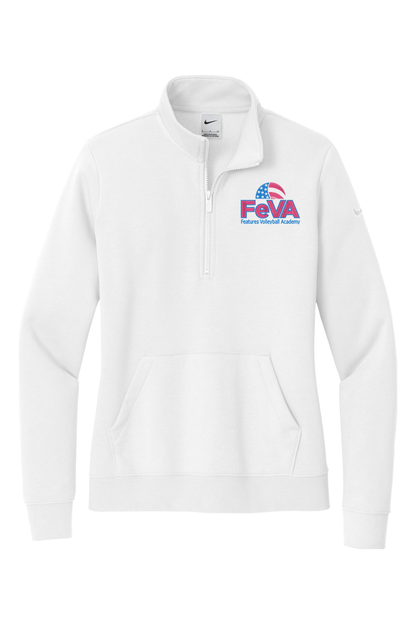 Features Volleyball Embroidered Nike Ladies Club Fleece Sleeve Swoosh 1/2-Zip Signature Lacrosse
