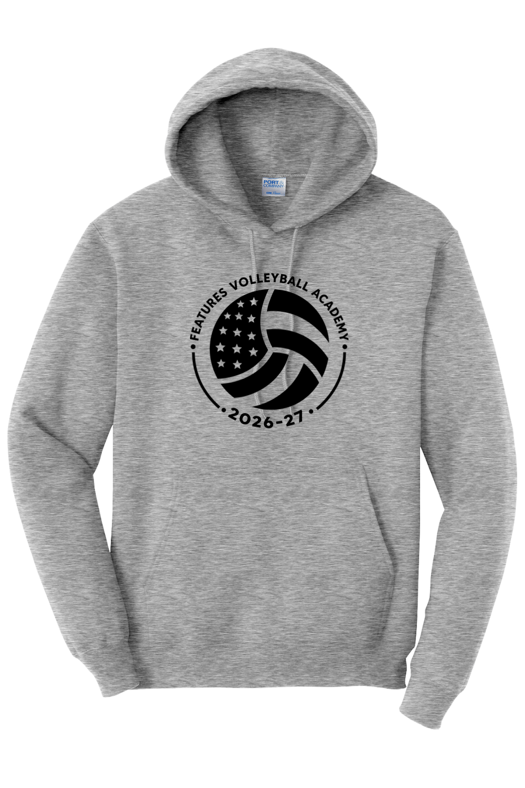 Features Volleyball Port & Company Essential Fleece Pullover Hooded Sweatshirt Signature Lacrosse