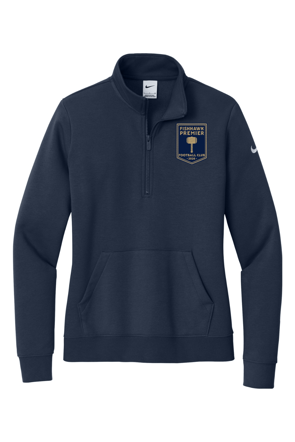 Fishhawk Premier Embroidered Nike Ladies Club Fleece Sleeve Swoosh 1/2-Zip Signature Lacrosse