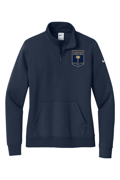 Fishhawk Premier Embroidered Nike Ladies Club Fleece Sleeve Swoosh 1/2-Zip Signature Lacrosse