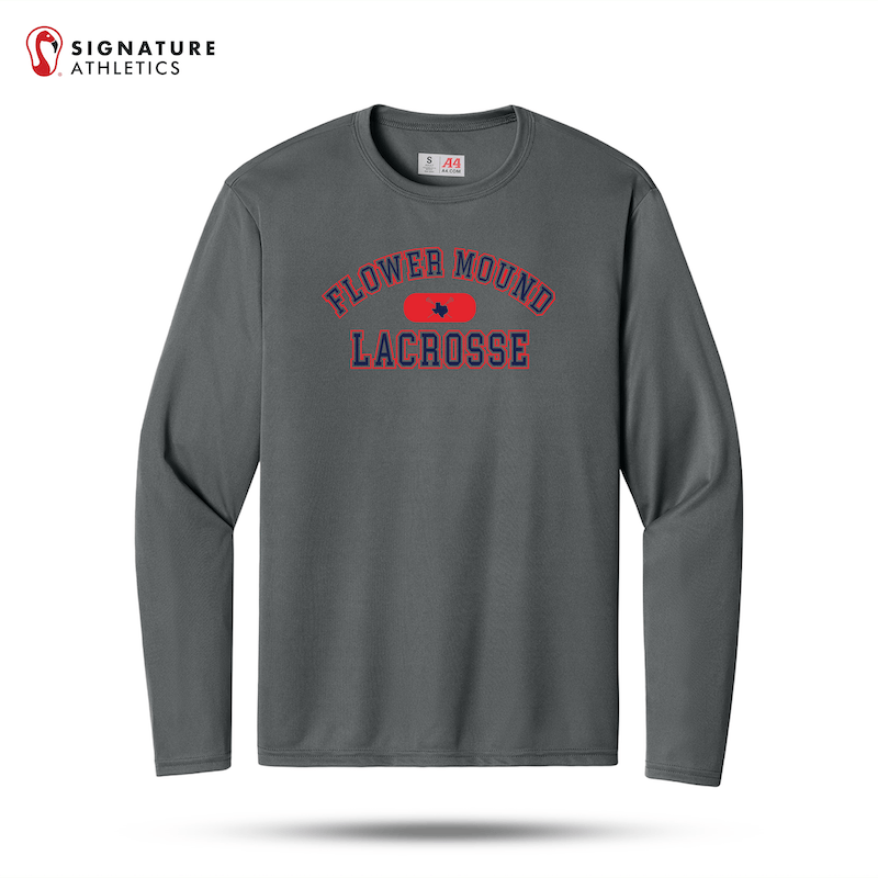 Flower Mound Men's Grey A4 Cooling Performance Long Sleeve Tee (Custom) Signature Lacrosse