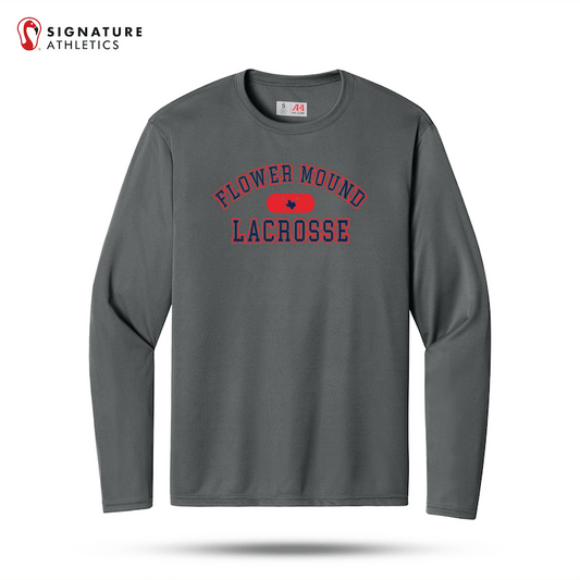 Flower Mound Men's Grey A4 Cooling Performance Long Sleeve Tee (Custom) Signature Lacrosse