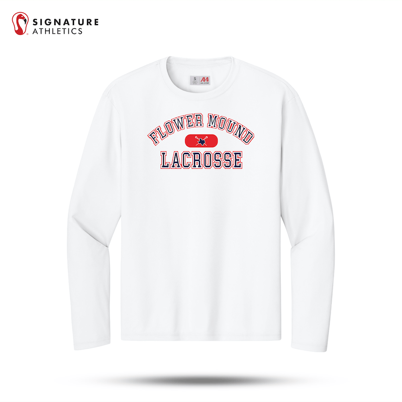 Flower Mound Men's White A4 Cooling Performance Long Sleeve Tee (Custom) Signature Lacrosse