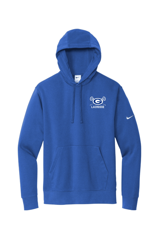 Georgetown Lacrosse Embroidered Nike Club Fleece Sleeve Swoosh Pullover Hoodie Signature Lacrosse