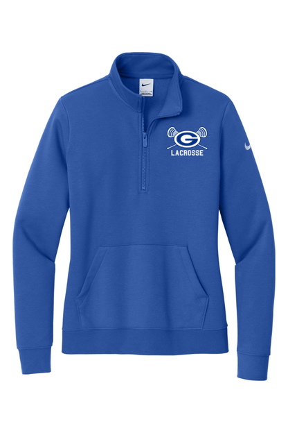 Georgetown Lacrosse Embroidered Nike Ladies Club Fleece Sleeve Swoosh 1/2-Zip Signature Lacrosse