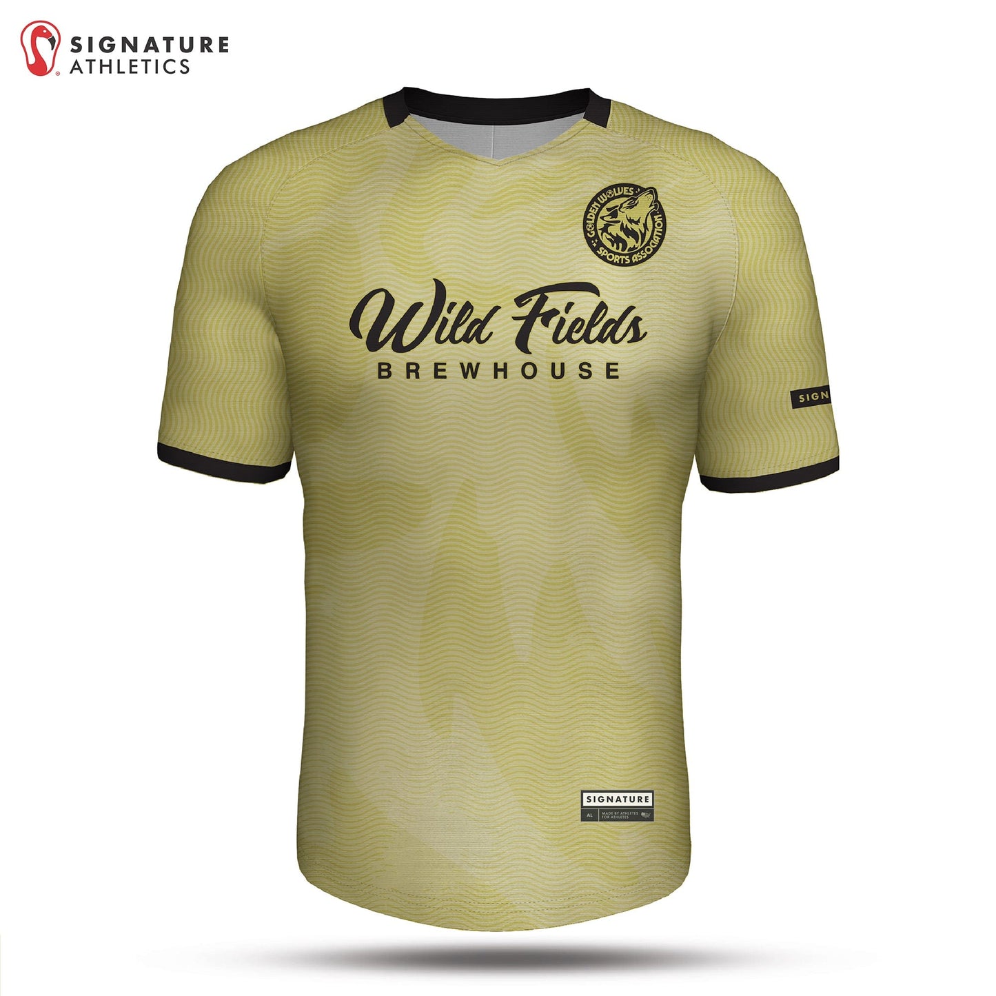 Golden Wolves Gold REPLICA Men's Soccer Jersey: U8 Gold Signature Lacrosse