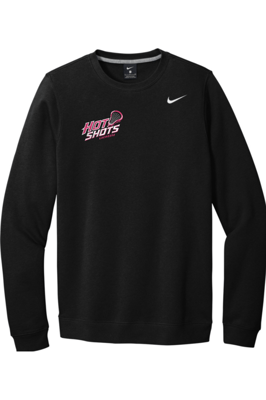 Hot Shots Lacrosse Embroidered Nike Club Fleece Crew Signature Lacrosse