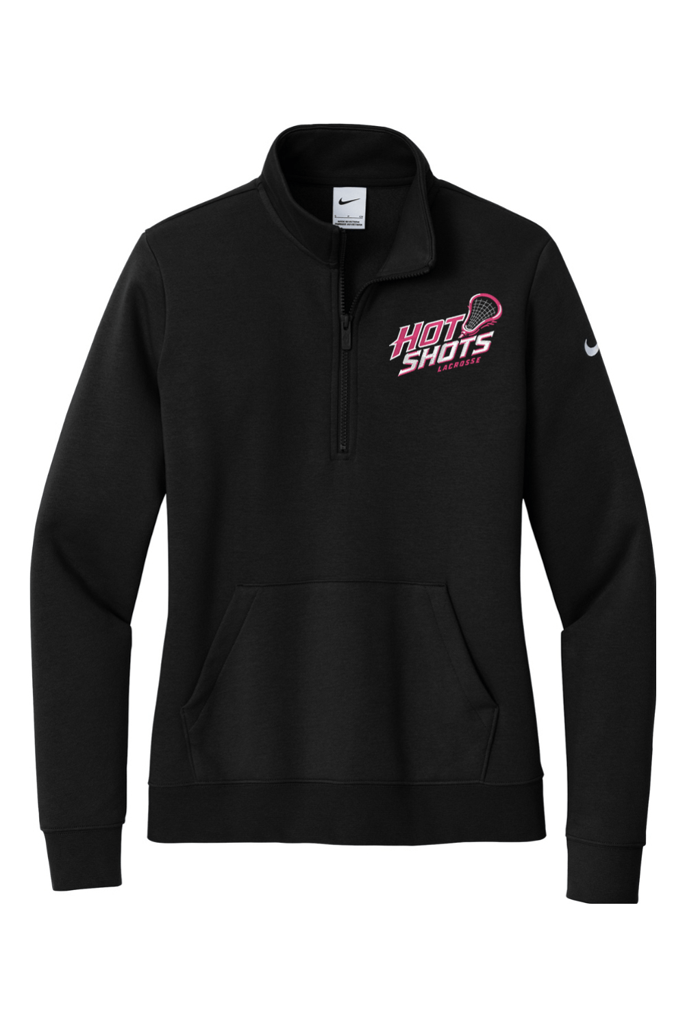 Hot Shots Lacrosse Embroidered Nike Ladies Club Fleece Sleeve Swoosh 1/2-Zip Signature Lacrosse