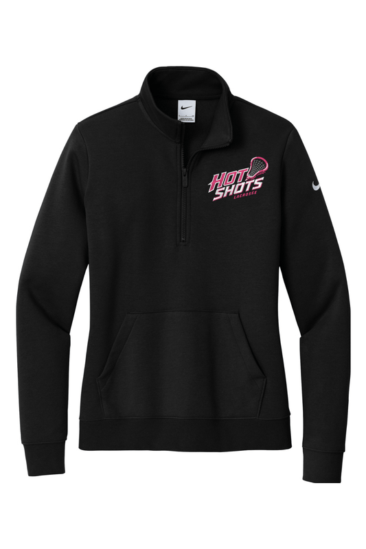 Hot Shots Lacrosse Embroidered Nike Ladies Club Fleece Sleeve Swoosh 1/2-Zip Signature Lacrosse