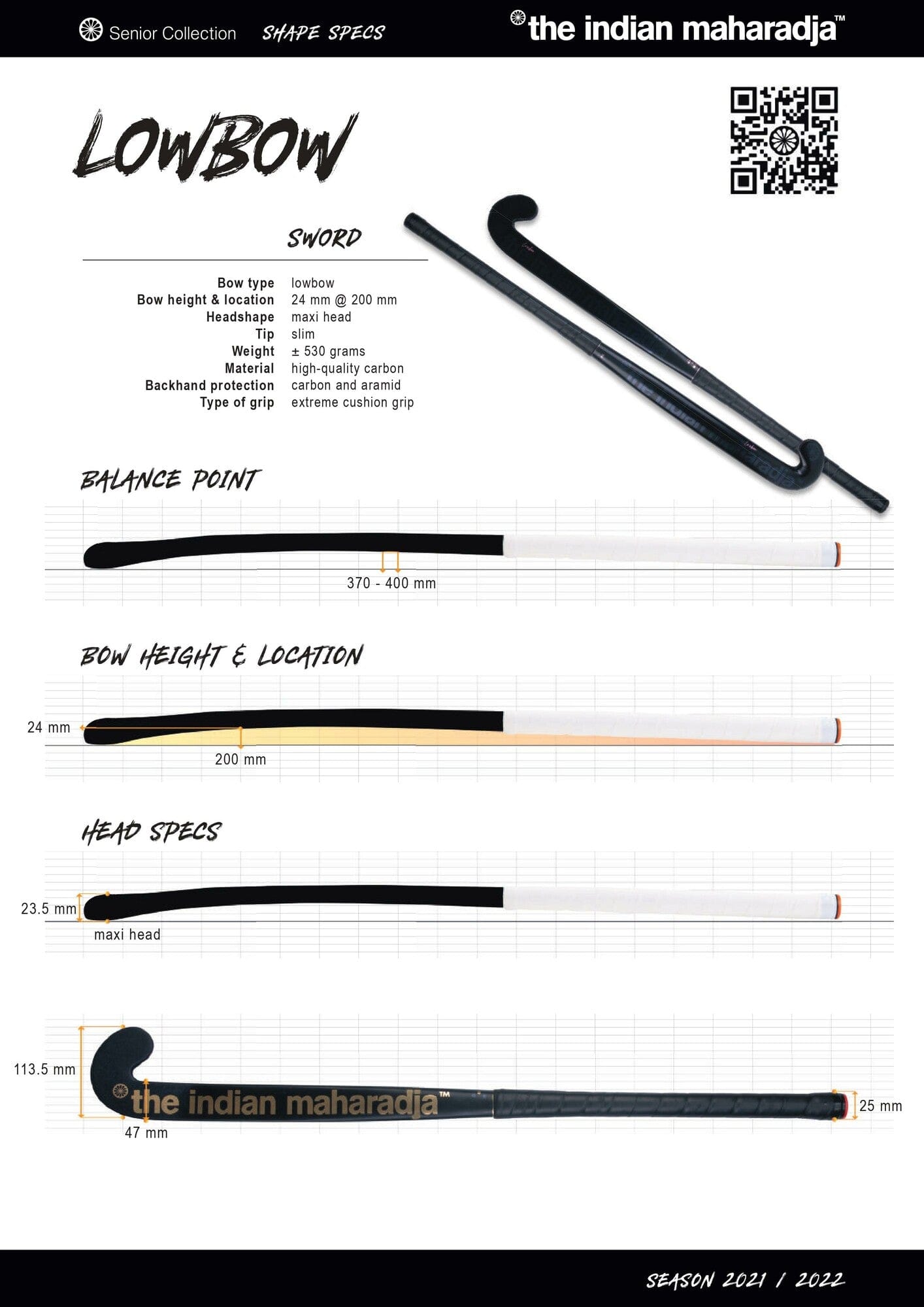 Indian Maharadja SWORD Low Bow 30% carbon Signature Lacrosse