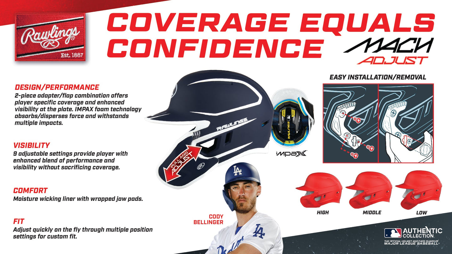 Rawlings Mach Matte Batting Helmet w/ Adjustable Extension