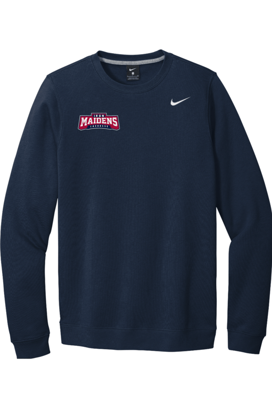 Iron Maidens Lacrosse Embroidered Nike Club Fleece Crew Signature Lacrosse