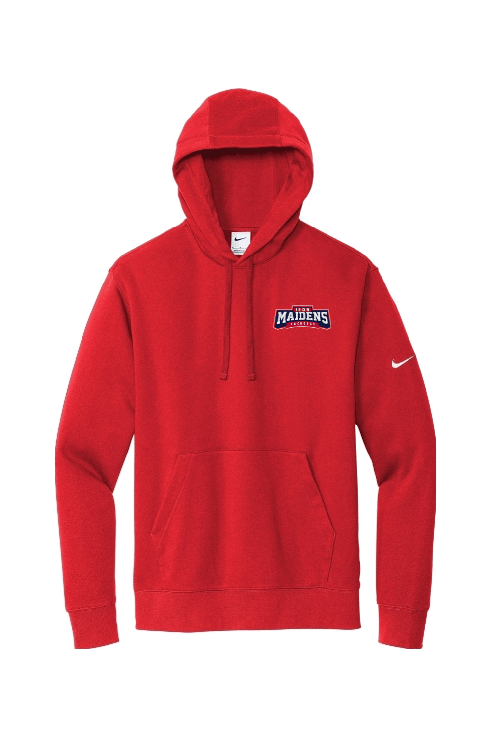 Iron Maidens Lacrosse Embroidered Nike Club Fleece Sleeve Swoosh Pullover Hoodie Signature Lacrosse