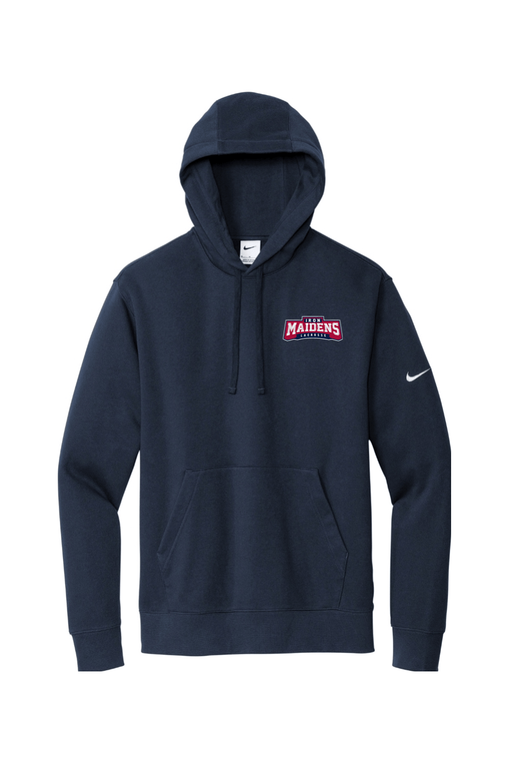 Iron Maidens Lacrosse Embroidered Nike Club Fleece Sleeve Swoosh Pullover Hoodie Signature Lacrosse