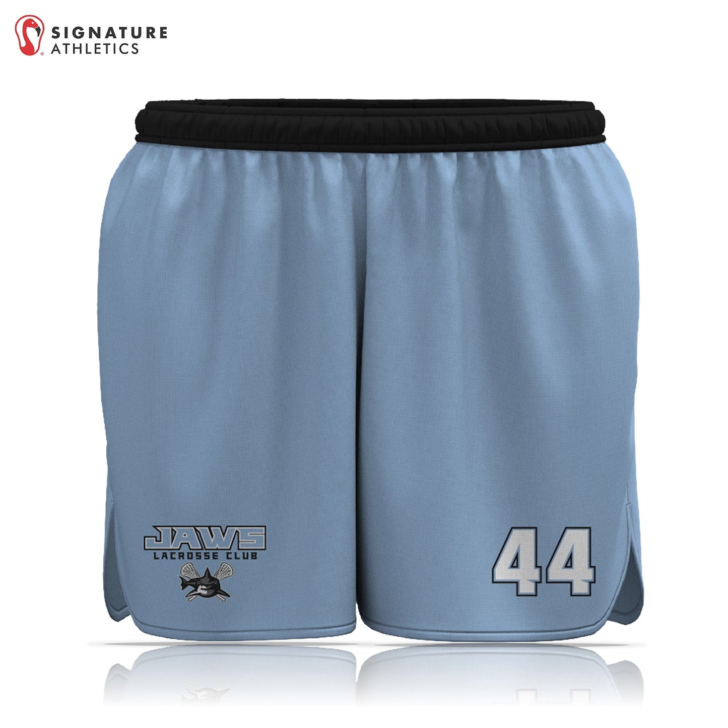 Jaws Lacrosse Club Women's Player Game Shorts: Middle School Blue Signature Lacrosse