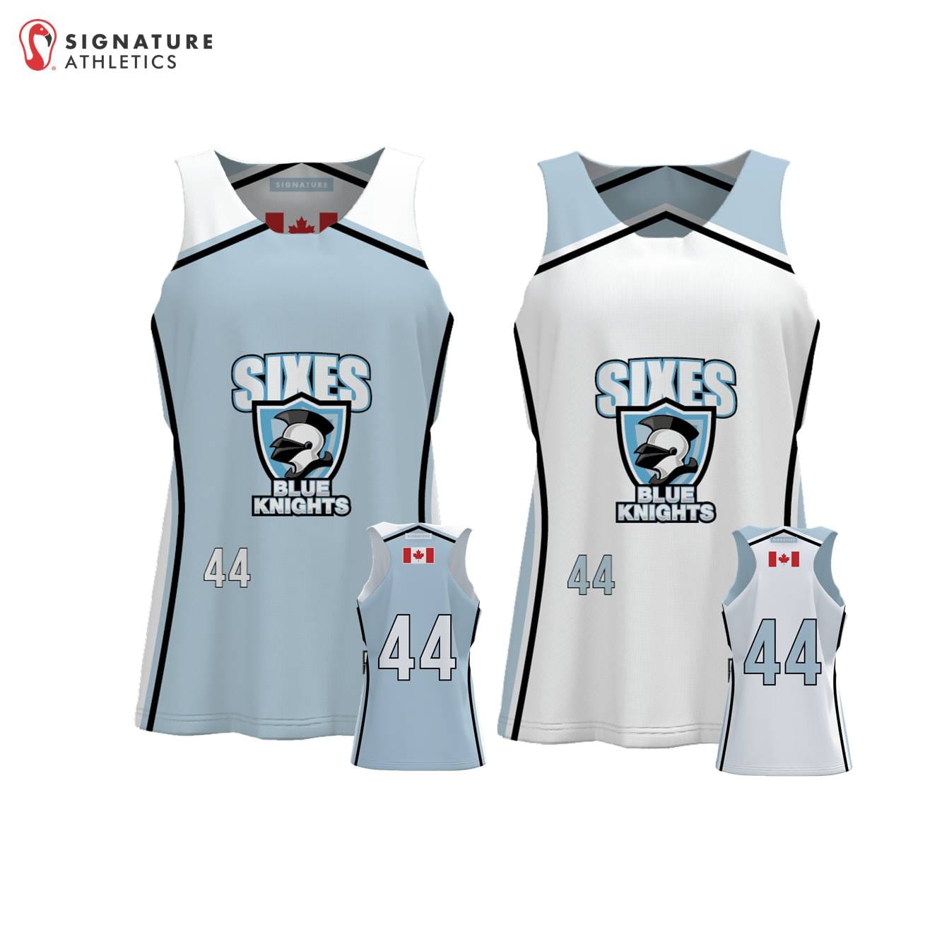 Lady Blue Knights SIXES Women's Reversible Game Pinnie: LBK SIXES Signature Lacrosse