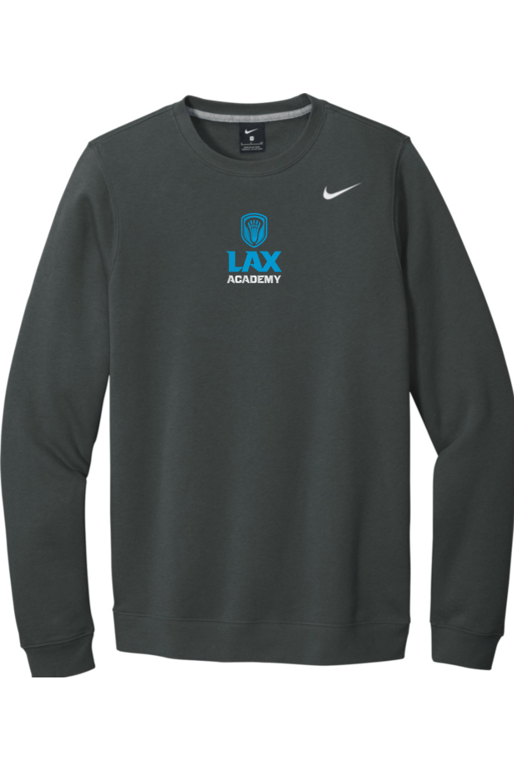 Lax Academy Embroidered Nike Club Fleece Crew Signature Lacrosse