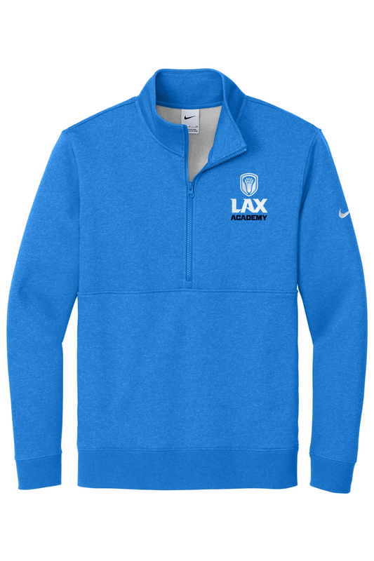 Lax Academy Embroidered Nike Club Fleece Sleeve Swoosh 1/2-Zip Signature Lacrosse