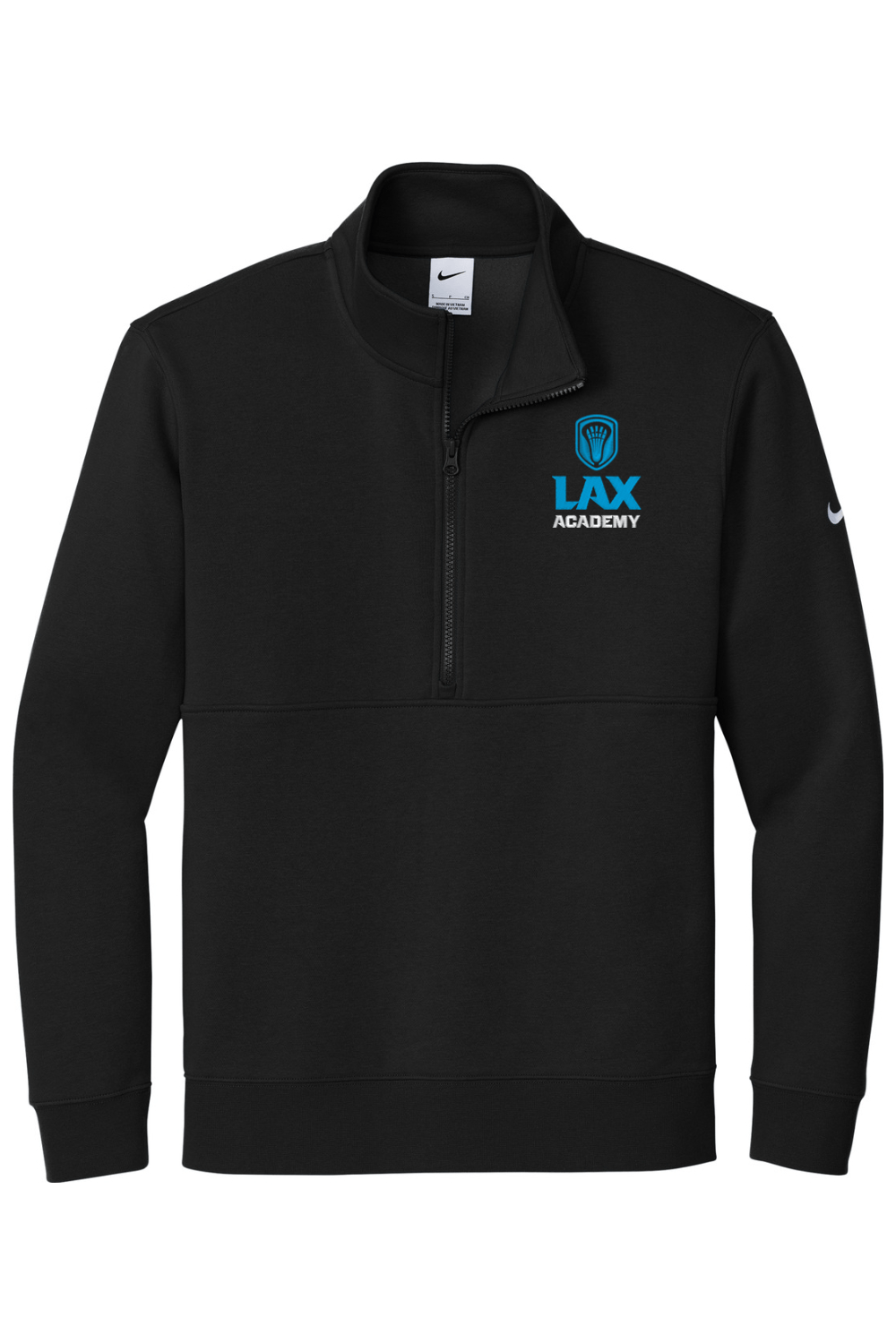 Lax Academy Embroidered Nike Club Fleece Sleeve Swoosh 1/2-Zip Signature Lacrosse