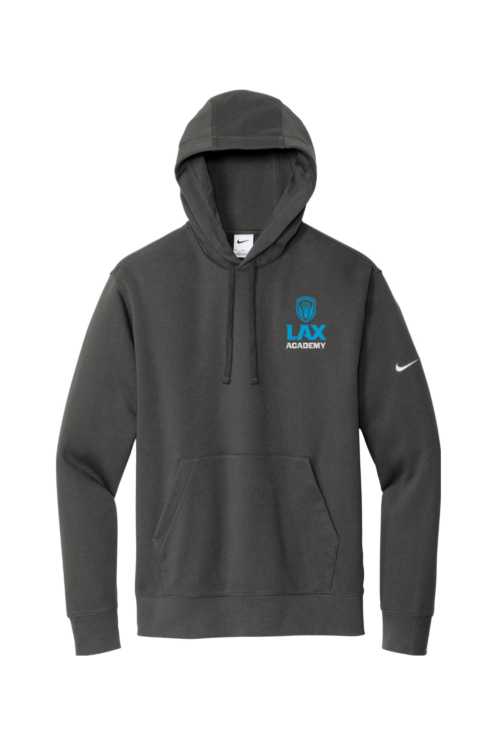 Lax Academy Embroidered Nike Club Fleece Sleeve Swoosh Pullover Hoodie Signature Lacrosse