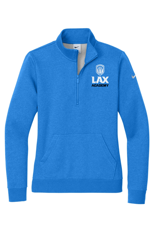 Lax Academy Embroidered Nike Ladies Club Fleece Sleeve Swoosh 1/2-Zip Signature Lacrosse