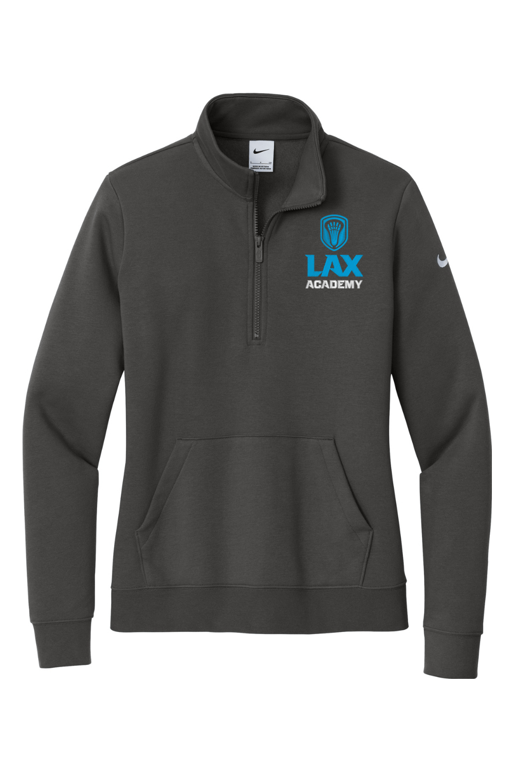 Lax Academy Embroidered Nike Ladies Club Fleece Sleeve Swoosh 1/2-Zip Signature Lacrosse
