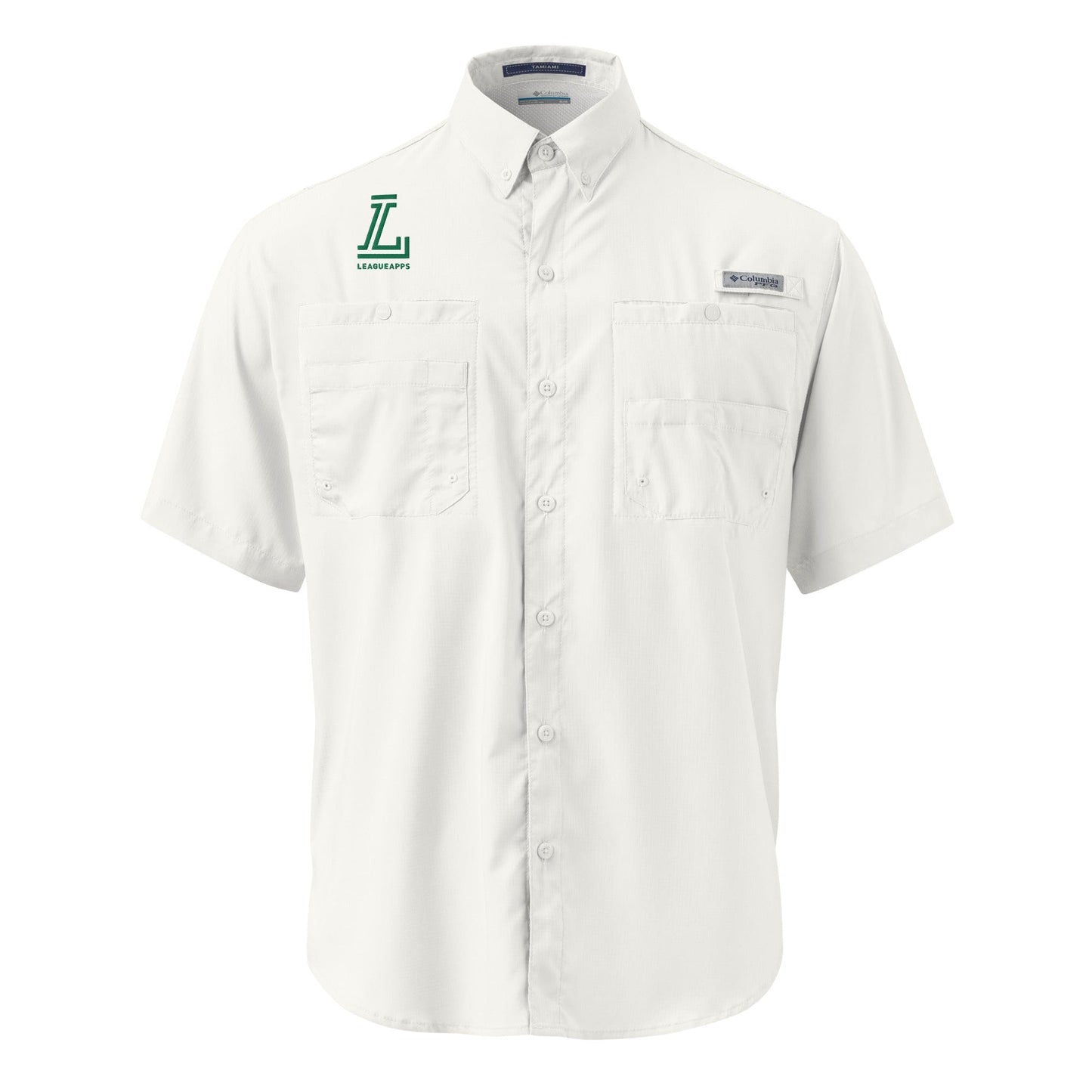 League Apps Men's Embroidered Columbia Short Sleeve Button Shirt Signature Lacrosse