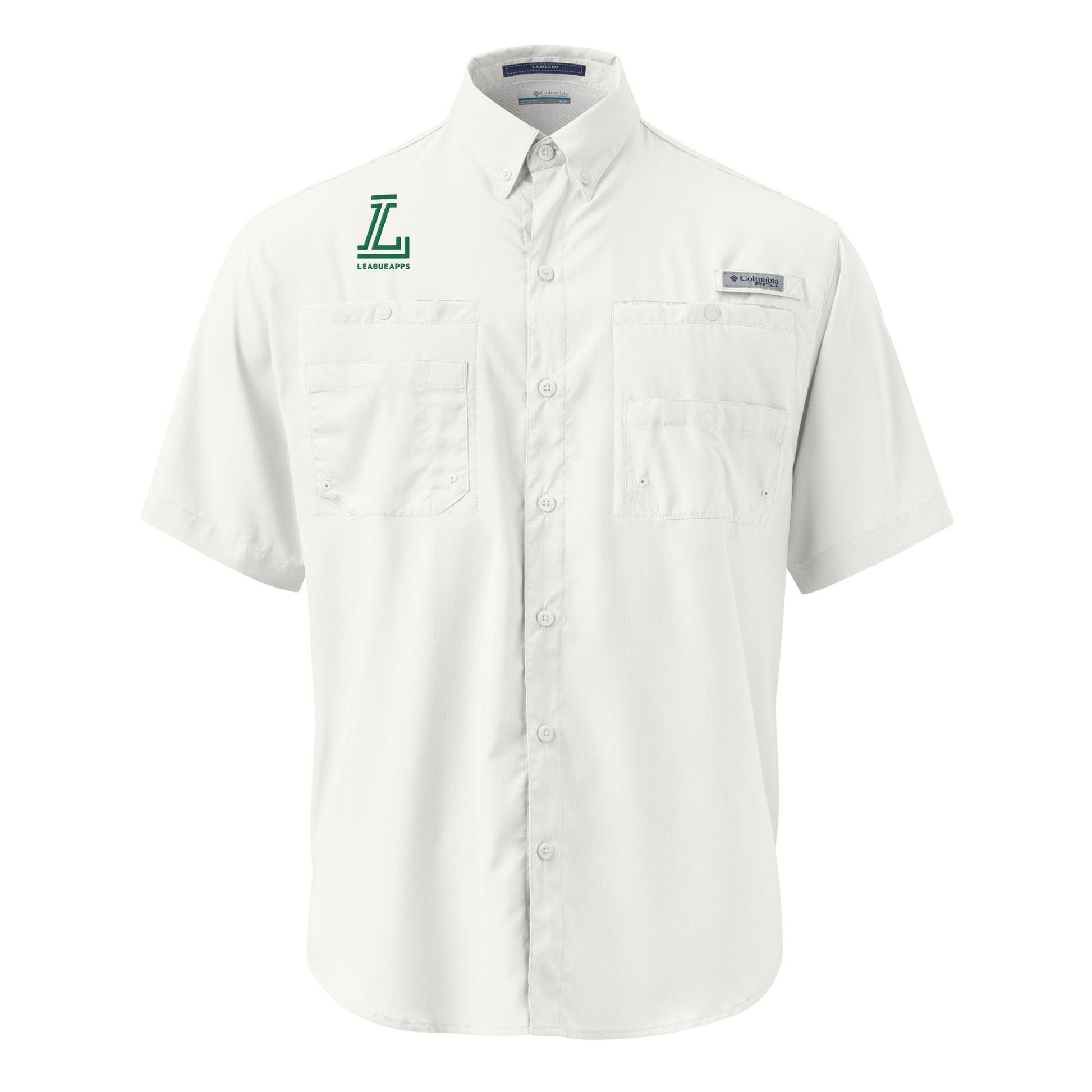 League Apps Men's Embroidered Columbia Short Sleeve Button Shirt Signature Lacrosse