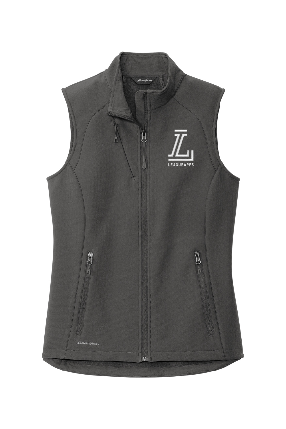 League Apps Women's Embroidered Eddie Bauer Ladies Stretch Soft Shell Vest Signature Lacrosse