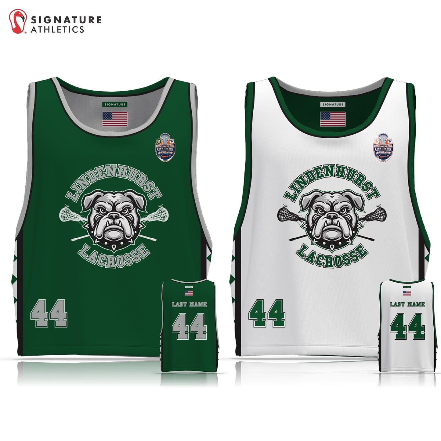 Lindenhurst Lacrosse Men's Reversible Game Pinnie: Grade 3rd-4th Signature Lacrosse