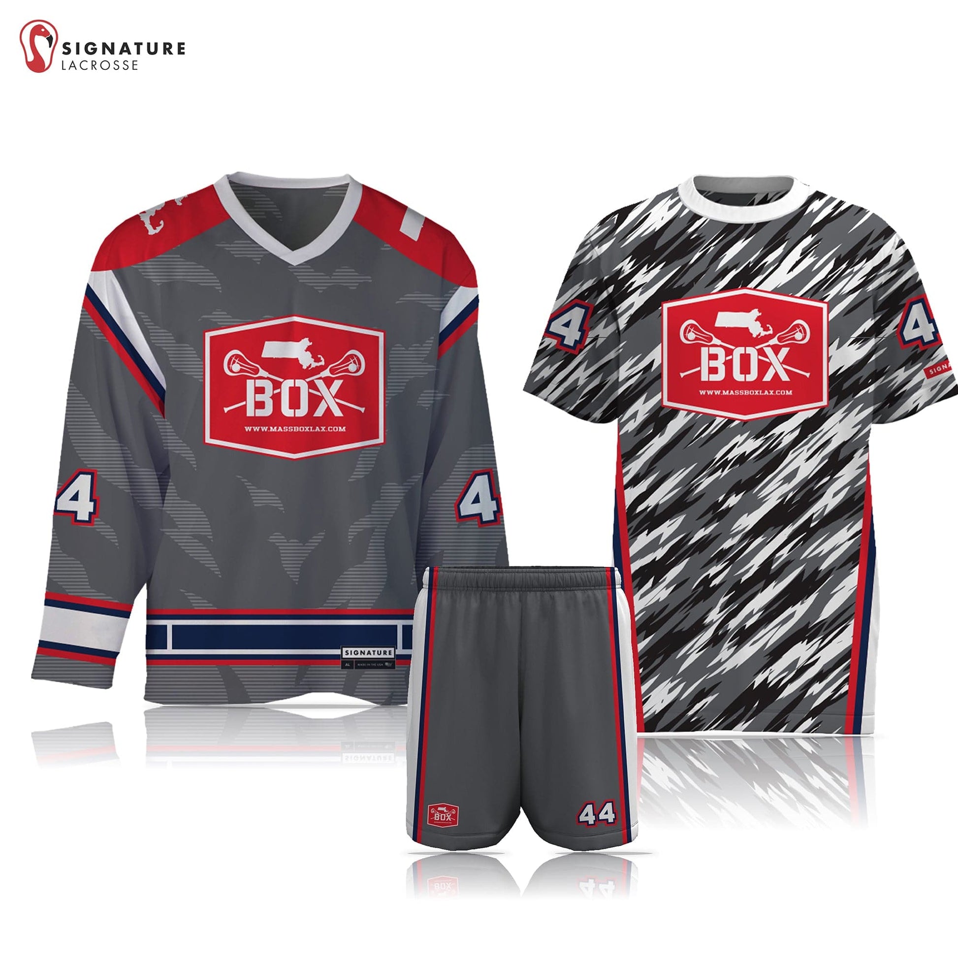 Mass Box Lacrosse Men's 3 Piece Player Box Game Package Signature Lacrosse