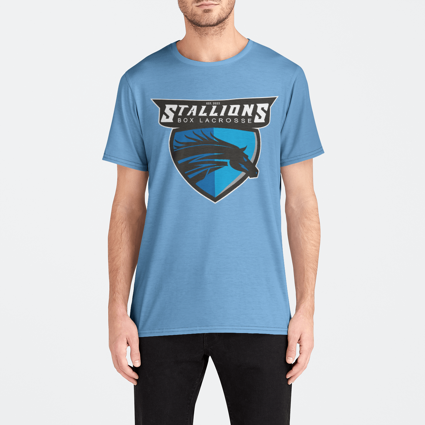 Mass Stallions Box Lacrosse Adult Men's Athletic T-Shirt Signature Lacrosse