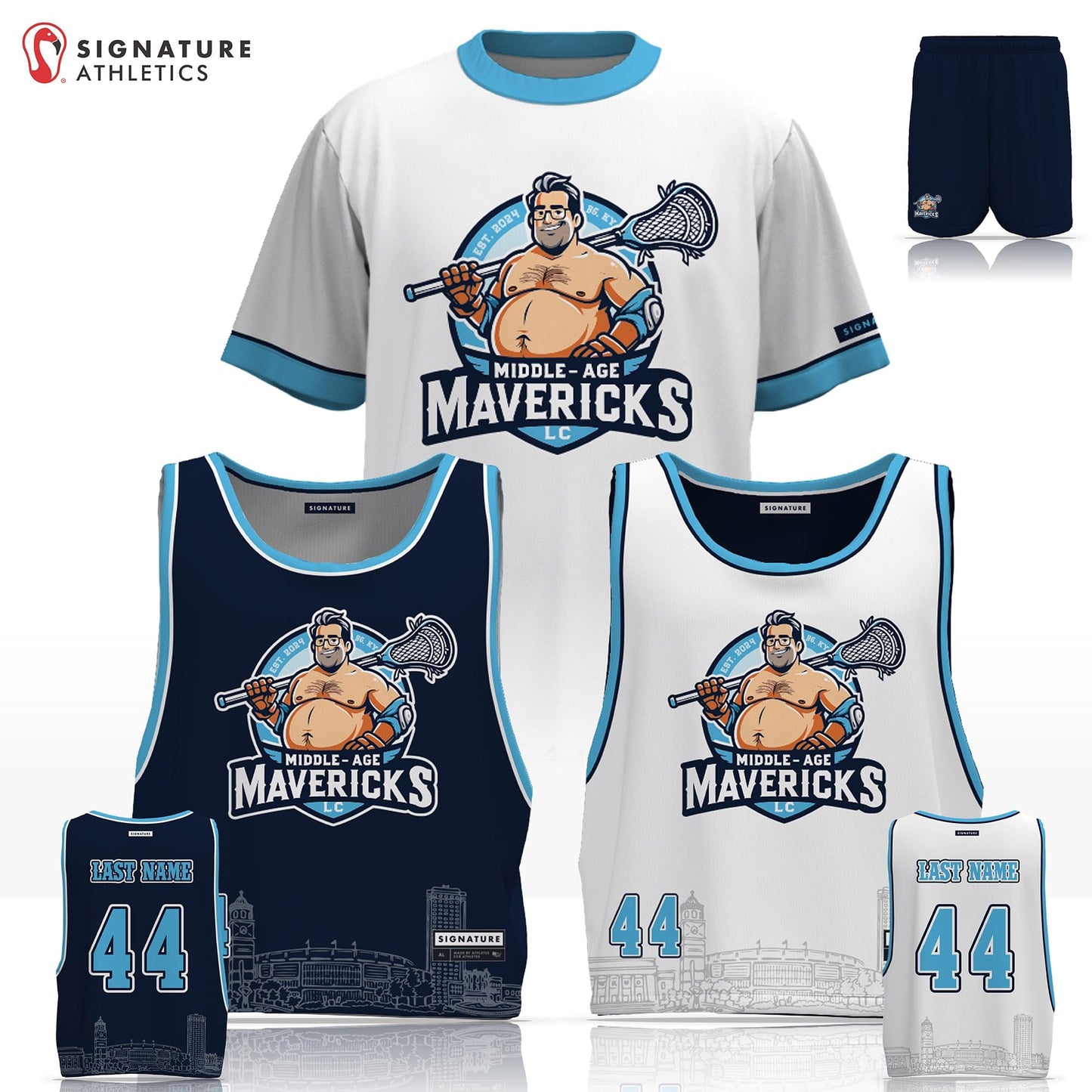 Middle Age Mavericks Men's 3 Piece Player Game Package: Mavericks Signature Lacrosse