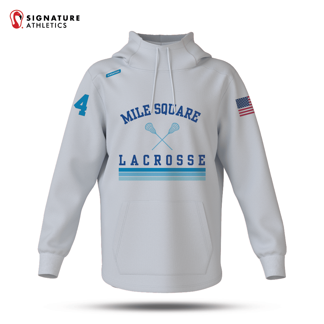 Mile Square Lacrosse Unisex Pro Dye Sub Scuba-Hoodie White: Mile Square Lacrosse Signature Lacrosse