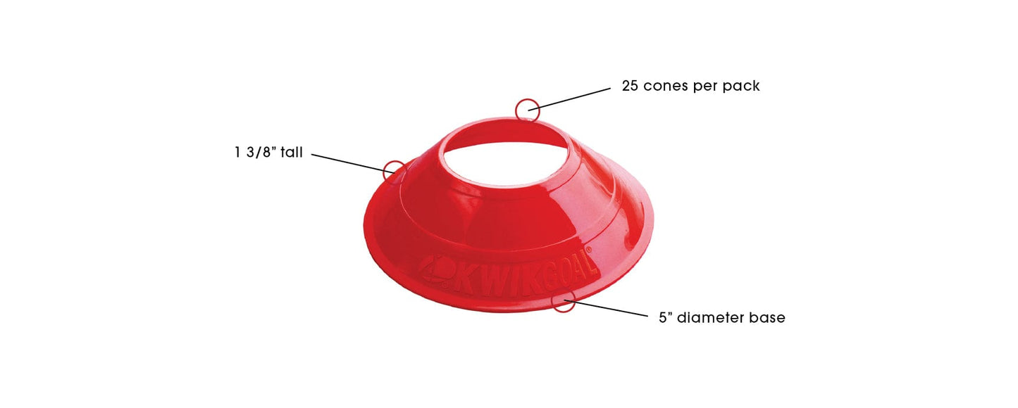 Mini Disc Cones (25/Pack) (Orange, Yellow, Blue, Red, Hi-Vis Orange, Hi-Vis Green) Signature Lacrosse